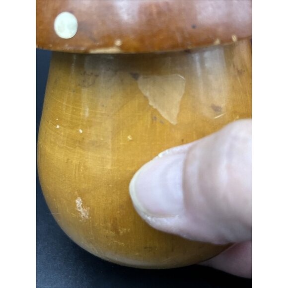 Vintage MCM Brown Wooden Toadstool Mushroom Bank Made in France - Picture 8 of 10